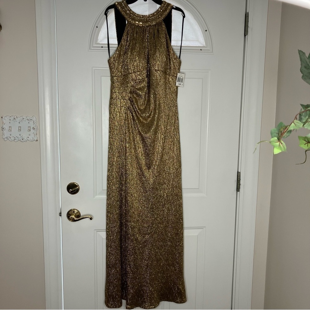 Excape formal gold dress size 12 petite